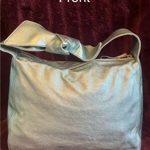 90’s Vintage RARE Kate Spade Blue/Green Metallic Leather Bag w/Zippered Closure